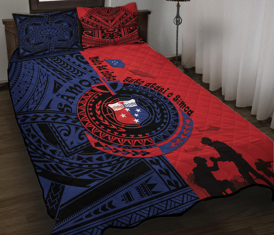 Samoa Independence Day Quotes Quilt Bed Set Military Polynesian Pattern LT9 King - Polynesian Pride