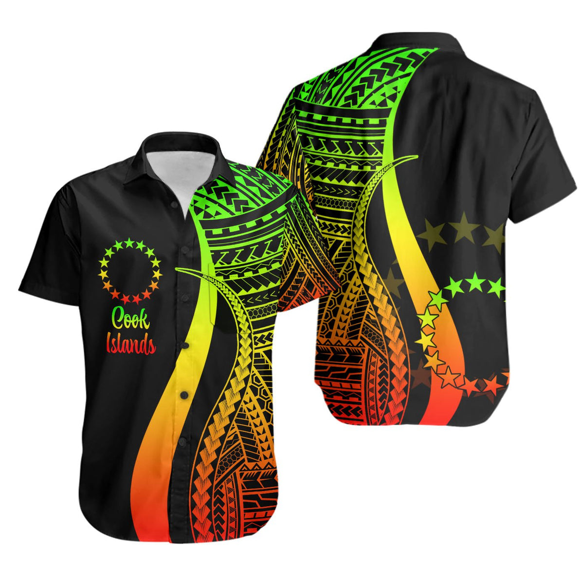 Cook Islands Short Sleeve Shirts - Reggae Polynesian Tentacle Tribal Pattern Unisex Reggae - Polynesian Pride
