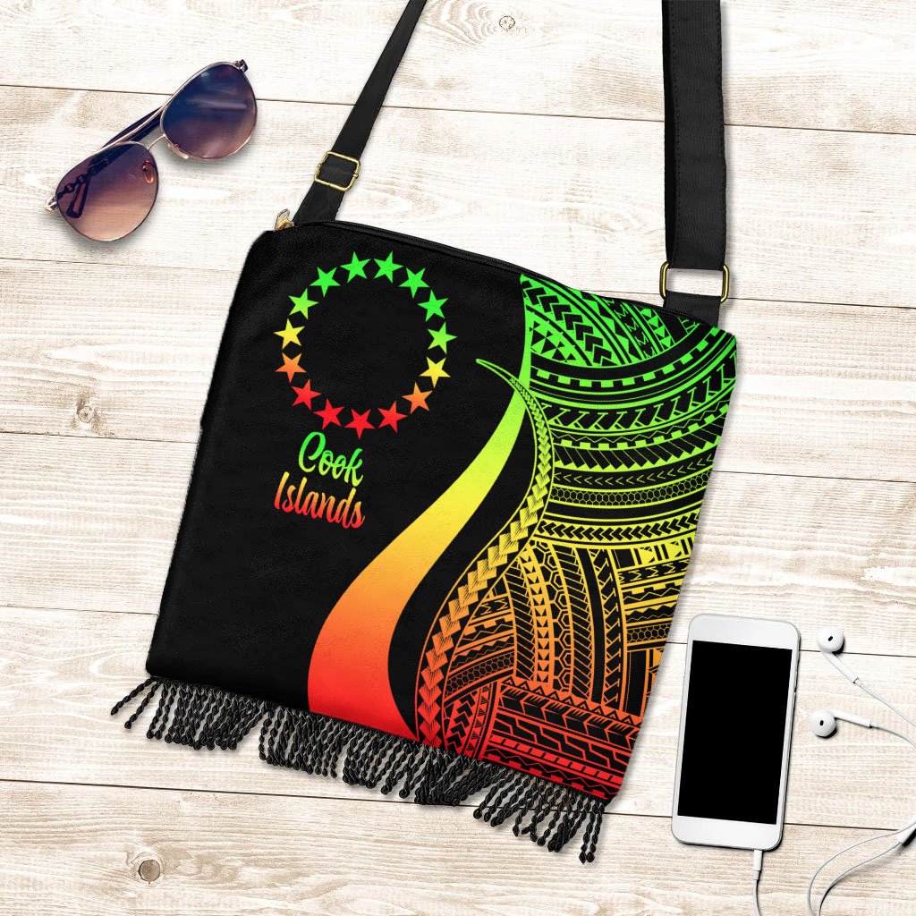 Cook Islands Boho Handbag - Reggae Polynesian Tentacle Tribal Pattern Boho Handbag One Size Reggae - Polynesian Pride
