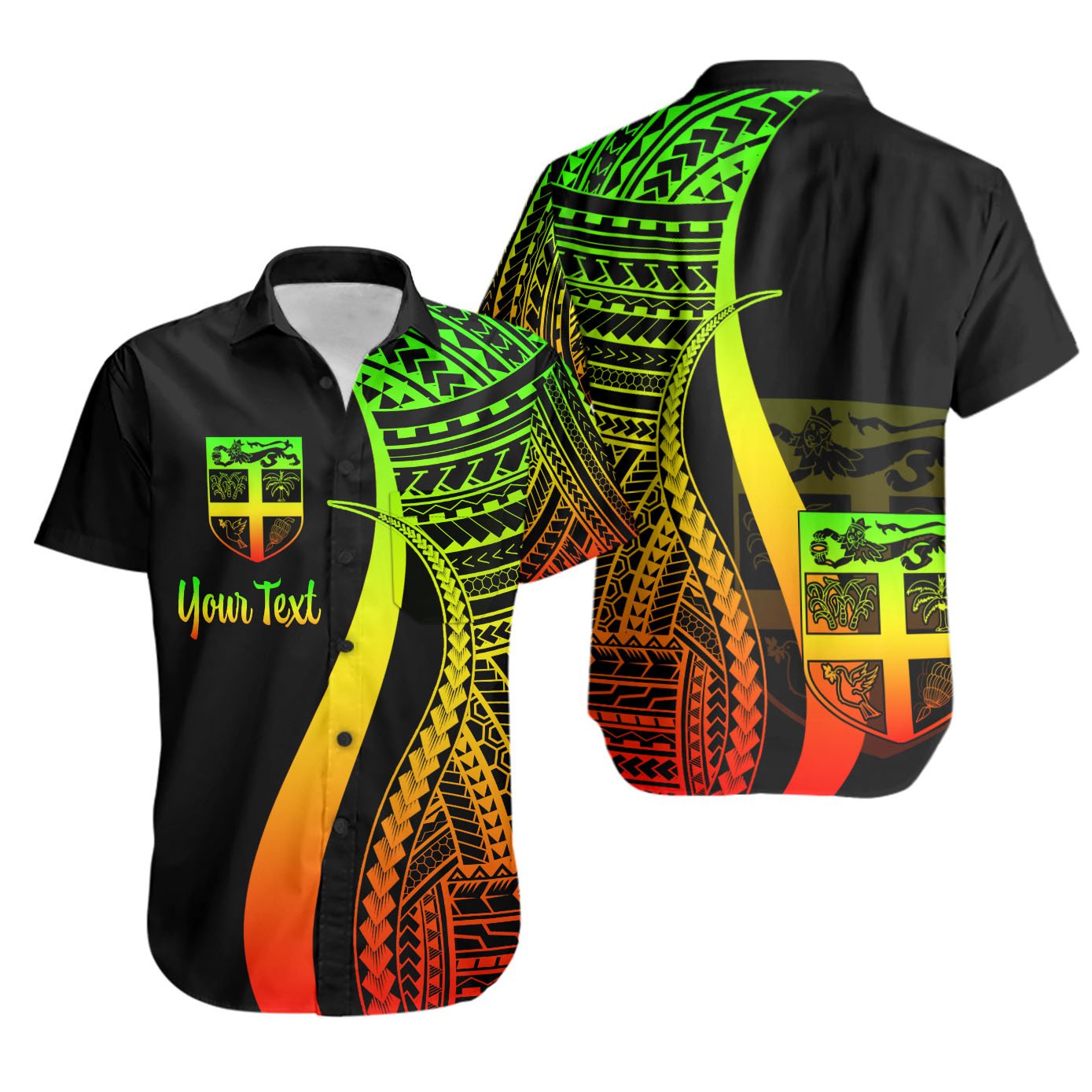Fiji Custom Personalised Short Sleeve Shirts - Reggae Polynesian Tentacle Tribal Pattern Unisex Reggae - Polynesian Pride