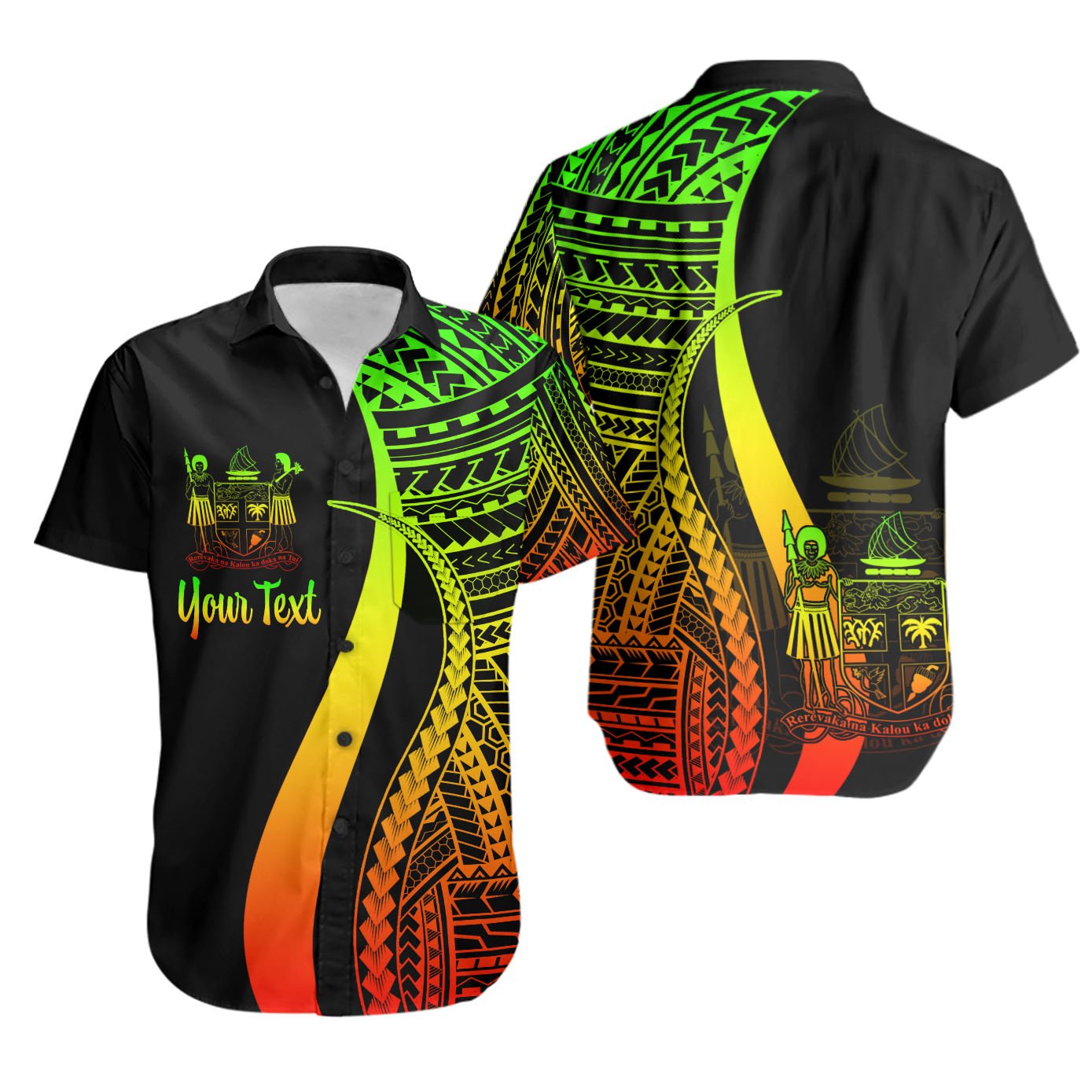 Fiji Custom Personalised Short Sleeve Shirts - Reggae Polynesian Tentacle Tribal Pattern Crest Unisex Reggae - Polynesian Pride