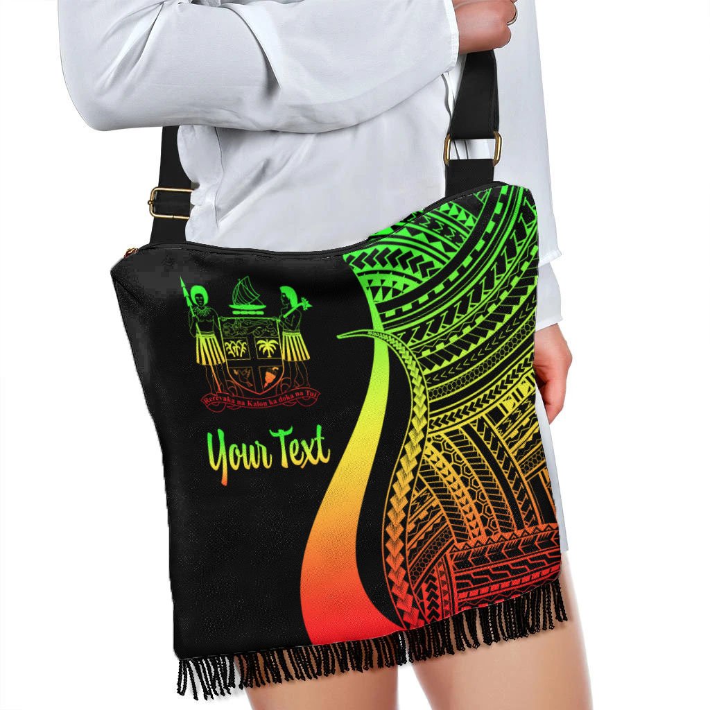Fiji Custom Personalised Boho Handbag - Reggae Polynesian Tentacle Tribal Pattern Crest - Polynesian Pride