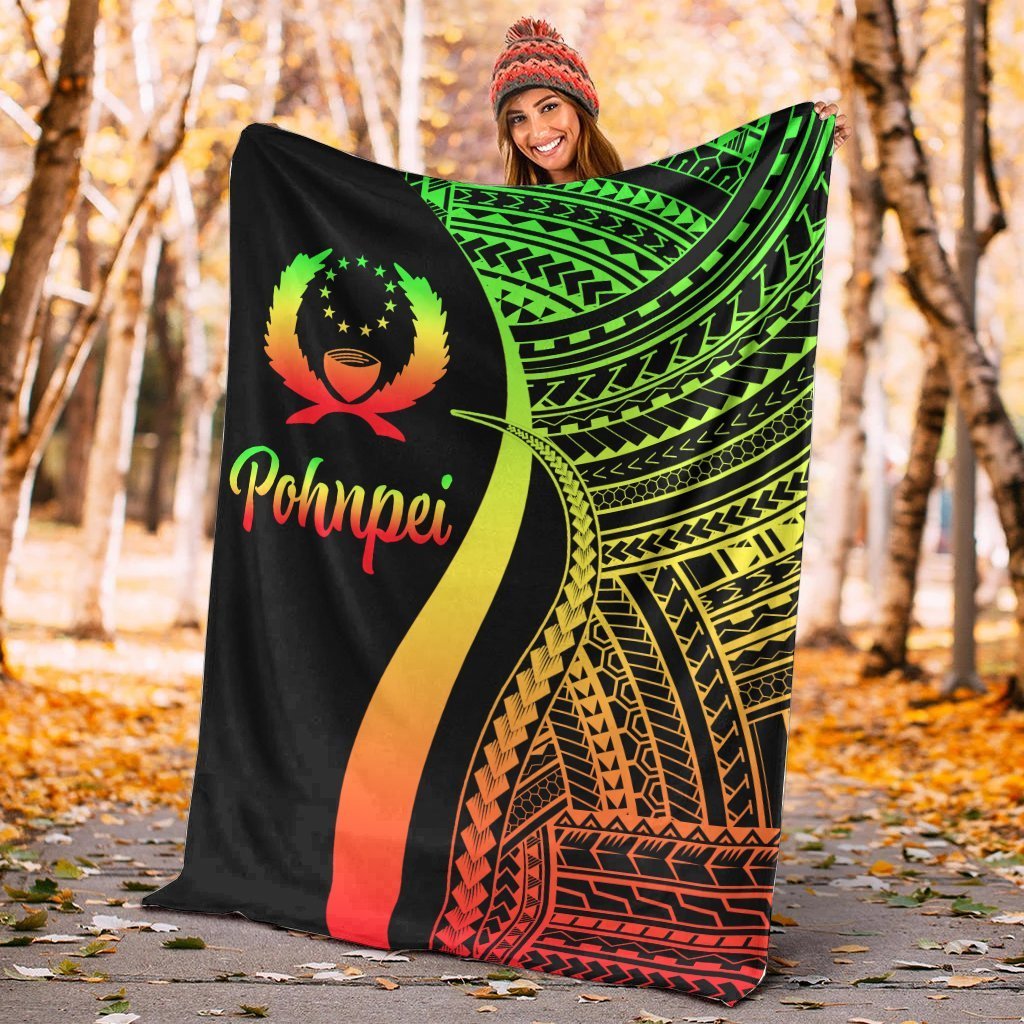 Pohnpei Premium Blanket - Reggae Polynesian Tentacle Tribal Pattern - Polynesian Pride