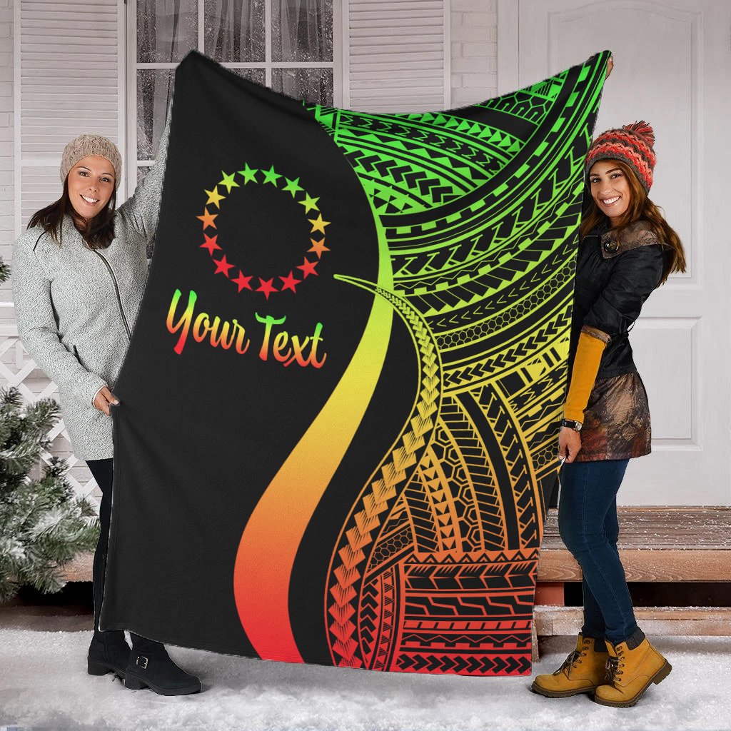 Cook Islands Custom Personalised Premium Blanket - Reggae Polynesian Tentacle Tribal Pattern White - Polynesian Pride
