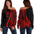 Tonga Women's Off Shoulder Sweater - Red Polynesian Tentacle Tribal Pattern Red - Polynesian Pride