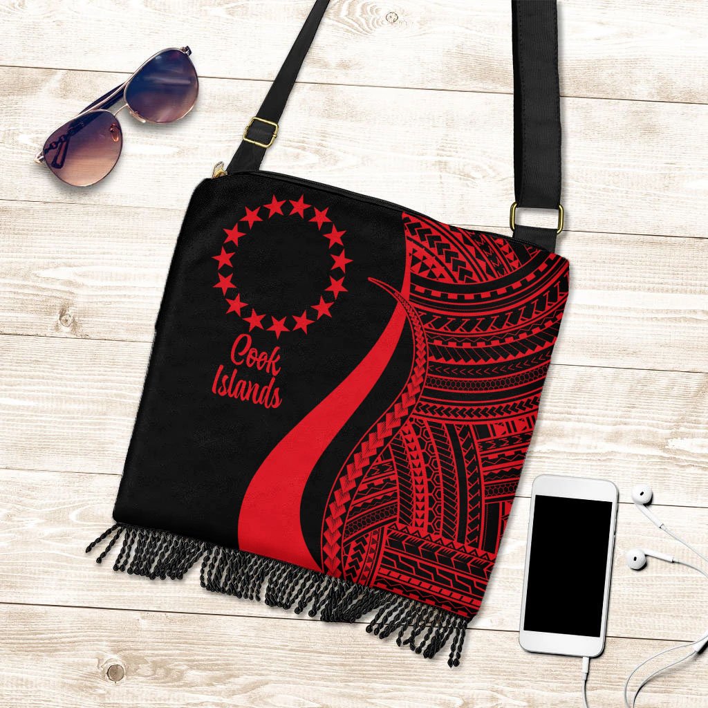 Cook Islands Boho Handbag - Red Polynesian Tentacle Tribal Pattern Boho Handbag One Size Red - Polynesian Pride
