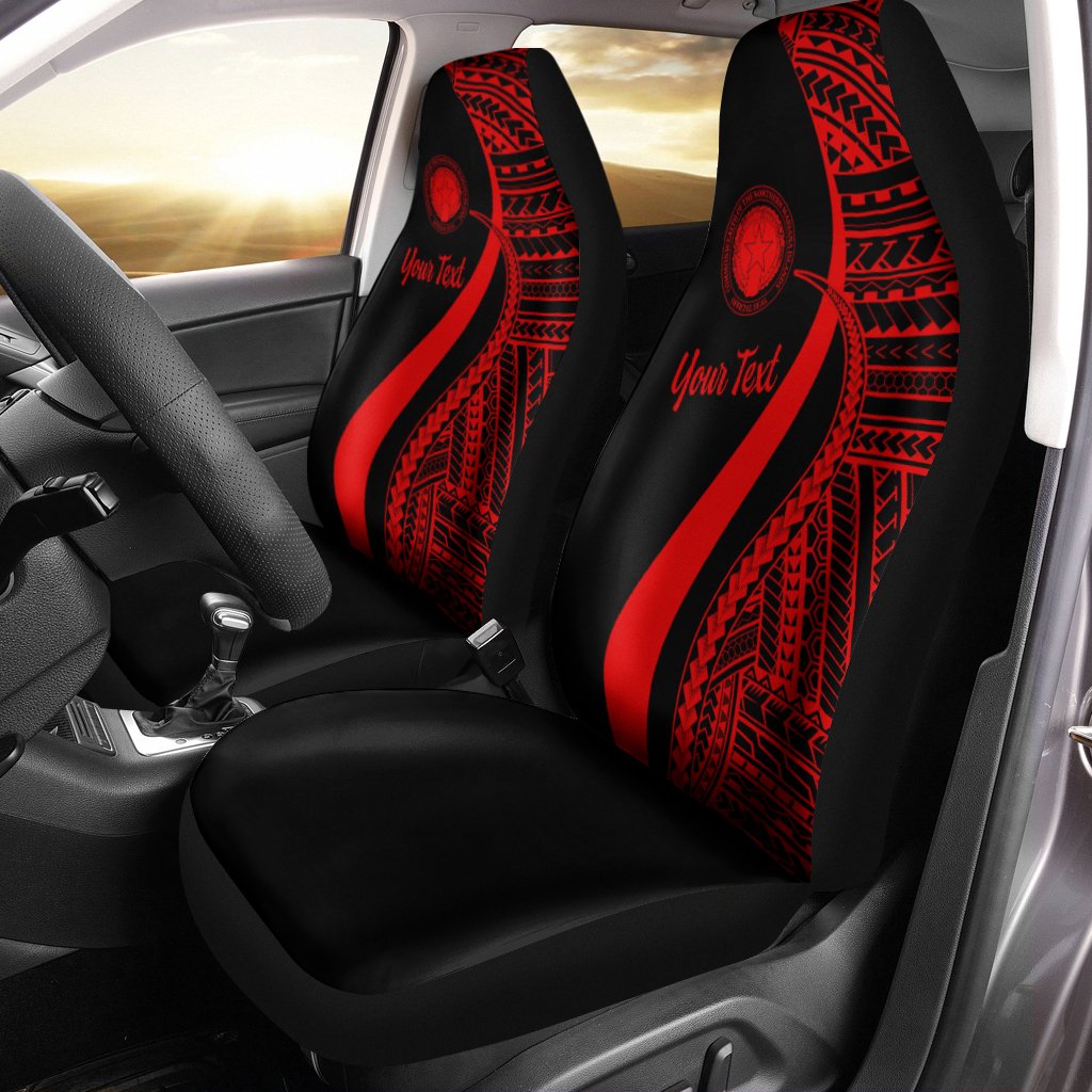 Northern Mariana Islands Custom Personalised Car Seat Covers - Red Polynesian Tentacle Tribal Pattern Universal Fit Red - Polynesian Pride
