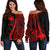 Papua New Guinea Custom Personalised Women's Off Shoulder Sweater - Red Polynesian Tentacle Tribal Pattern Red - Polynesian Pride