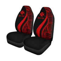 Wallis And Futuna Custom Personalised Car Seat Covers - Red Polynesian Tentacle Tribal Pattern - Polynesian Pride