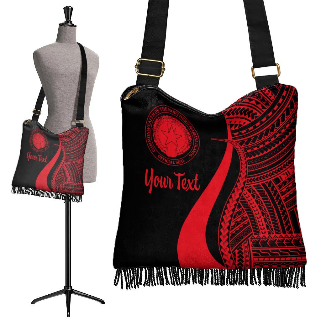 Northern Mariana Islands Custom Personalised Boho Handbag - Red Polynesian Tentacle Tribal Pattern - Polynesian Pride