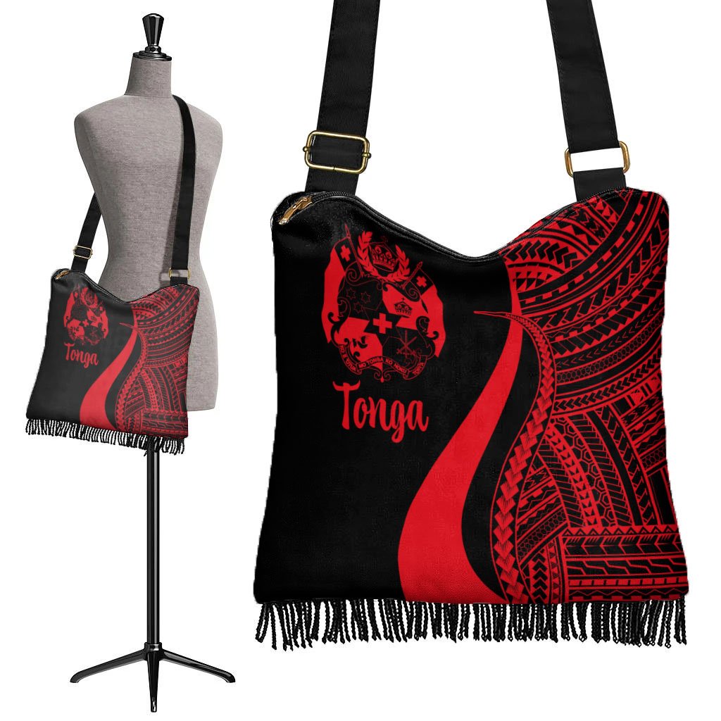 Tonga Boho Handbag - Red Polynesian Tentacle Tribal Pattern - Polynesian Pride