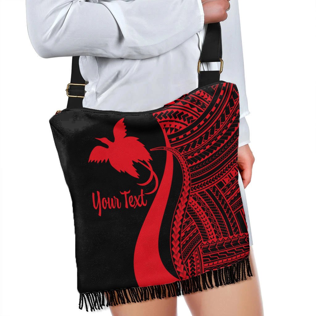 Papua New Guinea Custom Personalised Boho Handbag - Red Polynesian Tentacle Tribal Pattern - Polynesian Pride