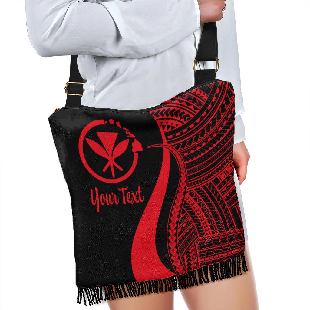 Hawaii Custom Personalised Boho Handbag - Red Polynesian Tentacle Tribal Pattern - Polynesian Pride