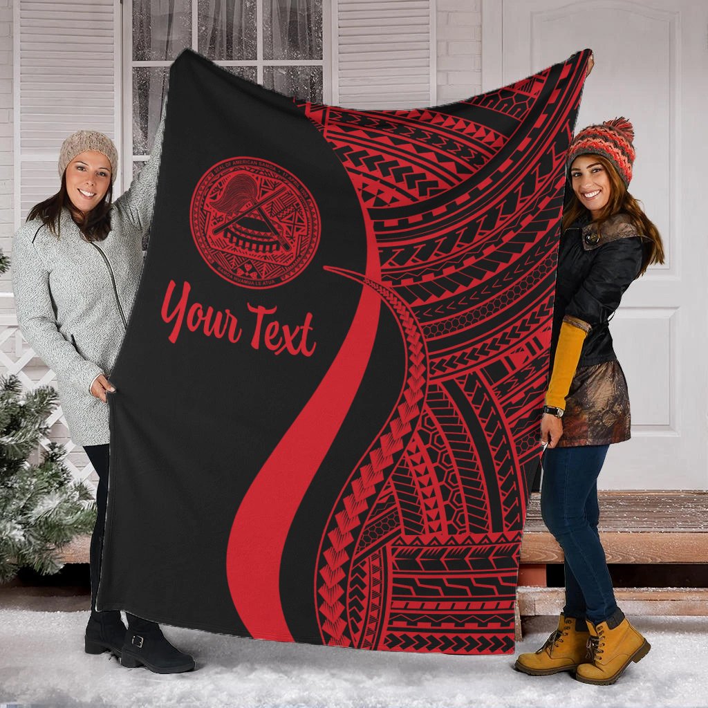 American Samoa Custom Personalised Premium Blanket - Red Polynesian Tentacle Tribal Pattern White - Polynesian Pride