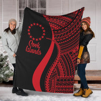 Cook Islands Premium Blanket - Red Polynesian Tentacle Tribal Pattern White - Polynesian Pride