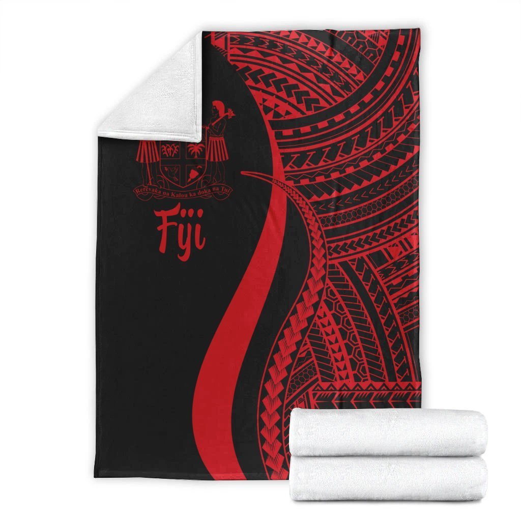 Fiji Premium Blanket - Red Polynesian Tentacle Tribal Pattern Crest - Polynesian Pride