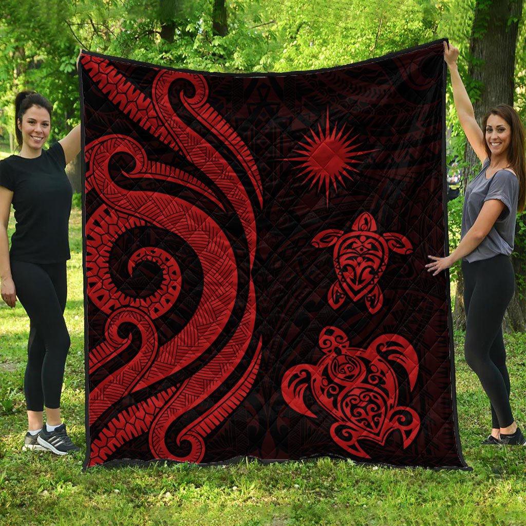 Marshall Islands Premium Quilt - Red Tentacle Turtle Red - Polynesian Pride