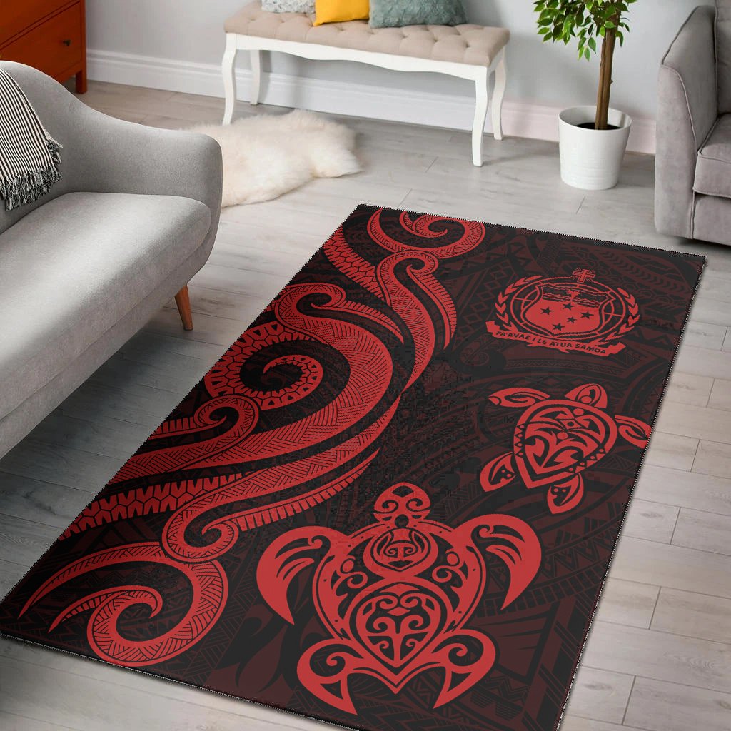 Samoa Area Rug - Red Tentacle Turtle Red - Polynesian Pride