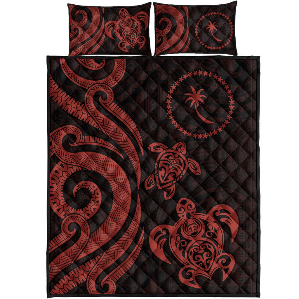 Chuuk Quilt Bed Set - Red Tentacle Turtle - Polynesian Pride