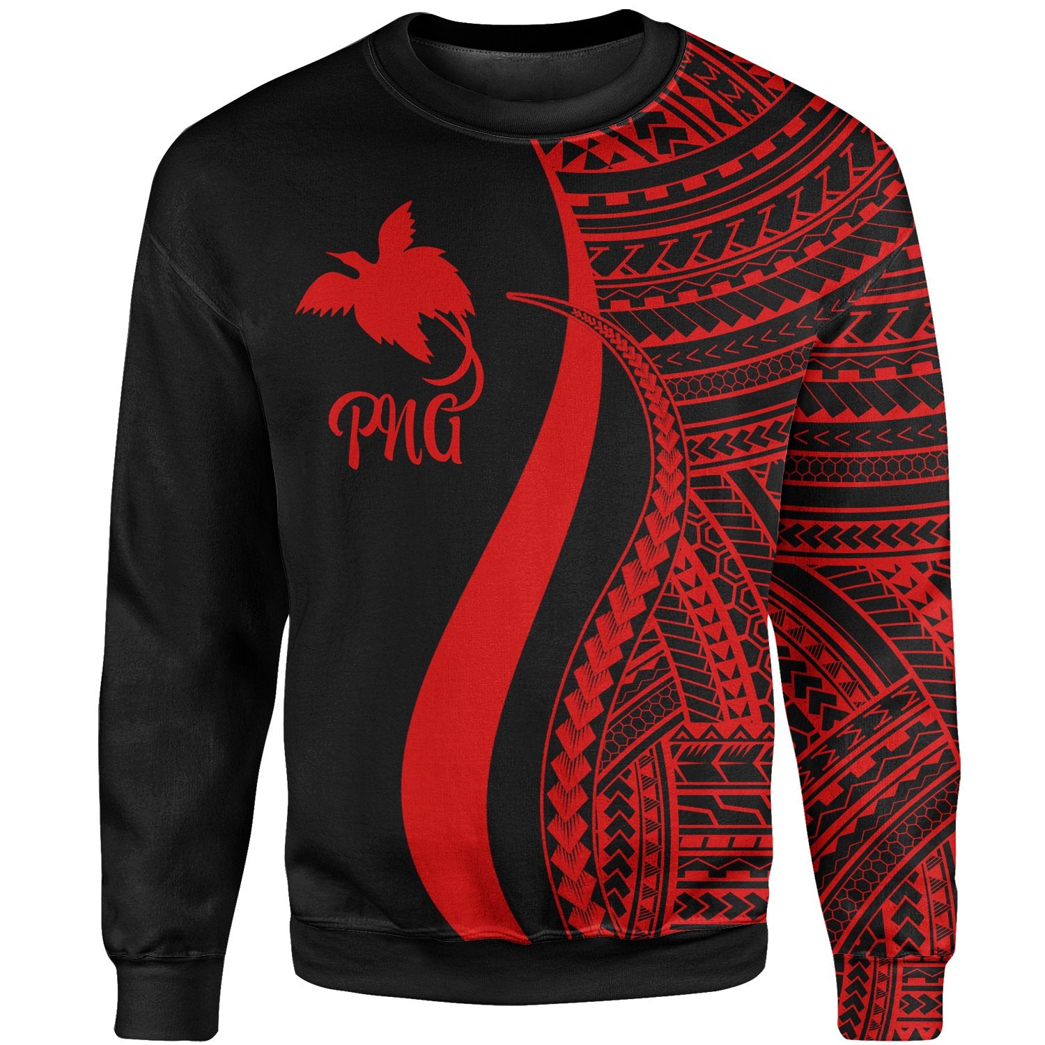 Papua New Guinea Sweatshirt - Red Polynesian Tentacle Tribal Pattern Unisex Red - Polynesian Pride