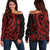 Northern Mariana Islands Women's Off Shoulder Sweater - Red Tentacle Turtle Red - Polynesian Pride