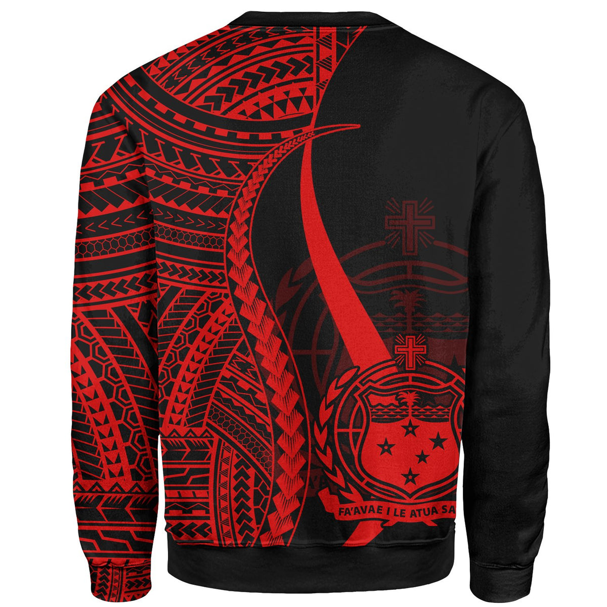 Samoa Custom Personalised Sweatshirt - Red Polynesian Tentacle Tribal Pattern - Polynesian Pride