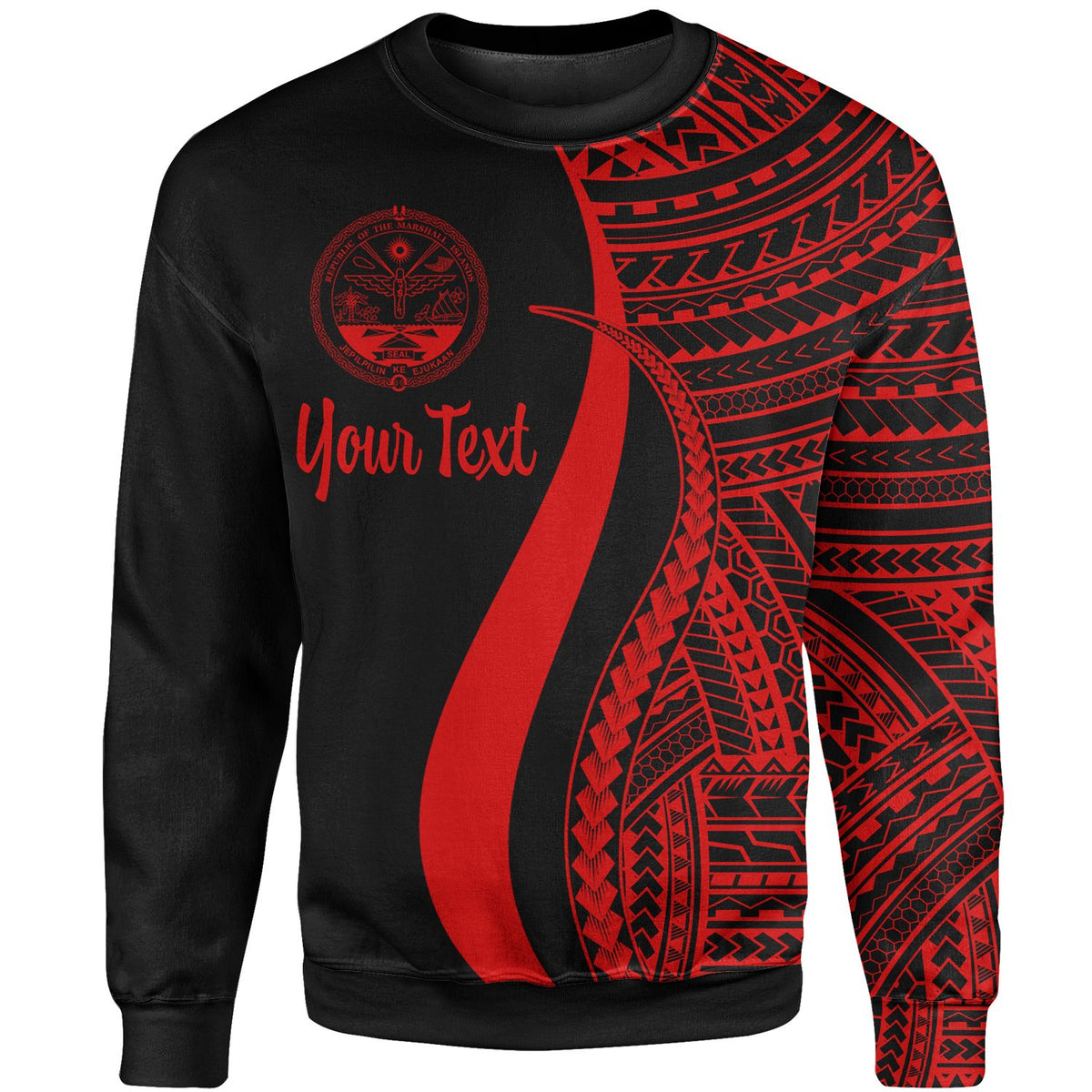 Marshall Islands Custom Personalised Sweatshirt - Red Polynesian Tentacle Tribal Pattern Crest Unisex Red - Polynesian Pride