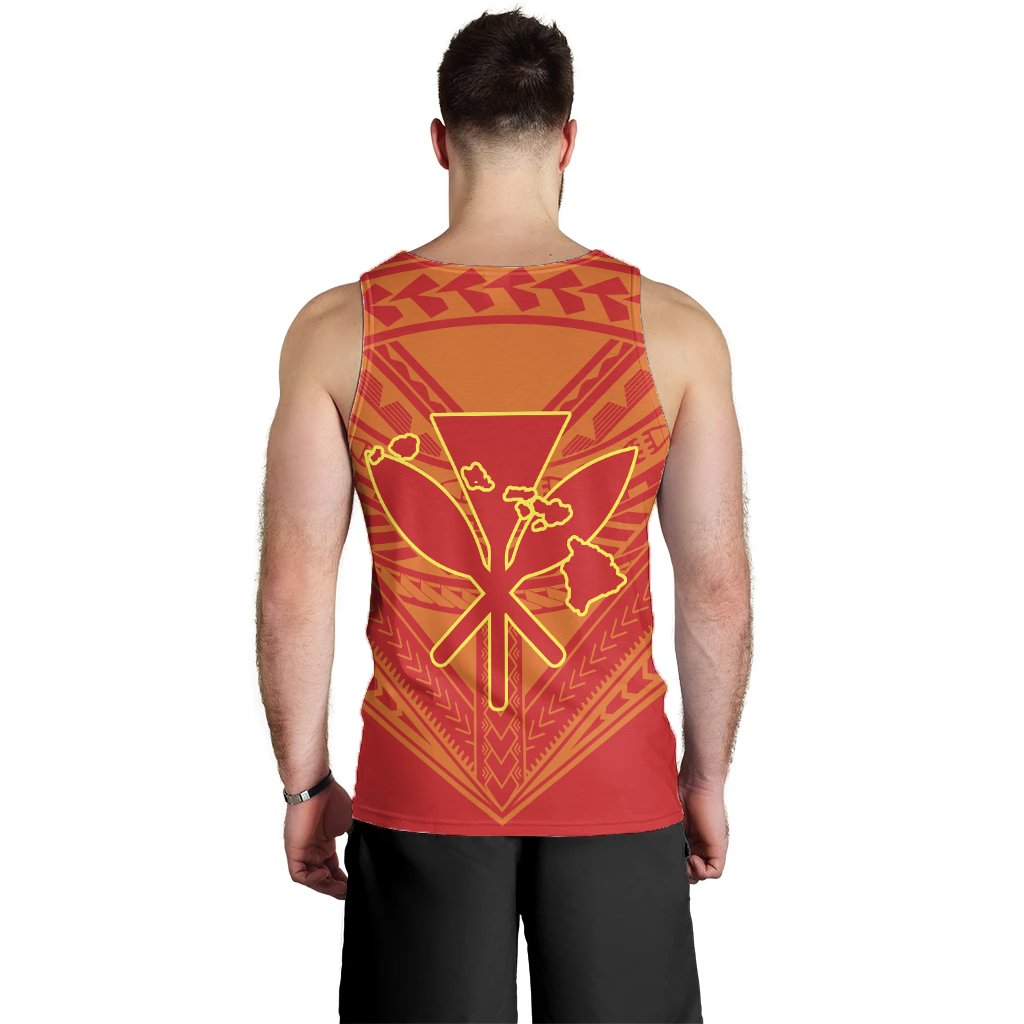 Hawaiian Kanaka Map Football Jersey Men's Tank Top - Red And Yellow - Roger Style - AH - Polynesian Pride