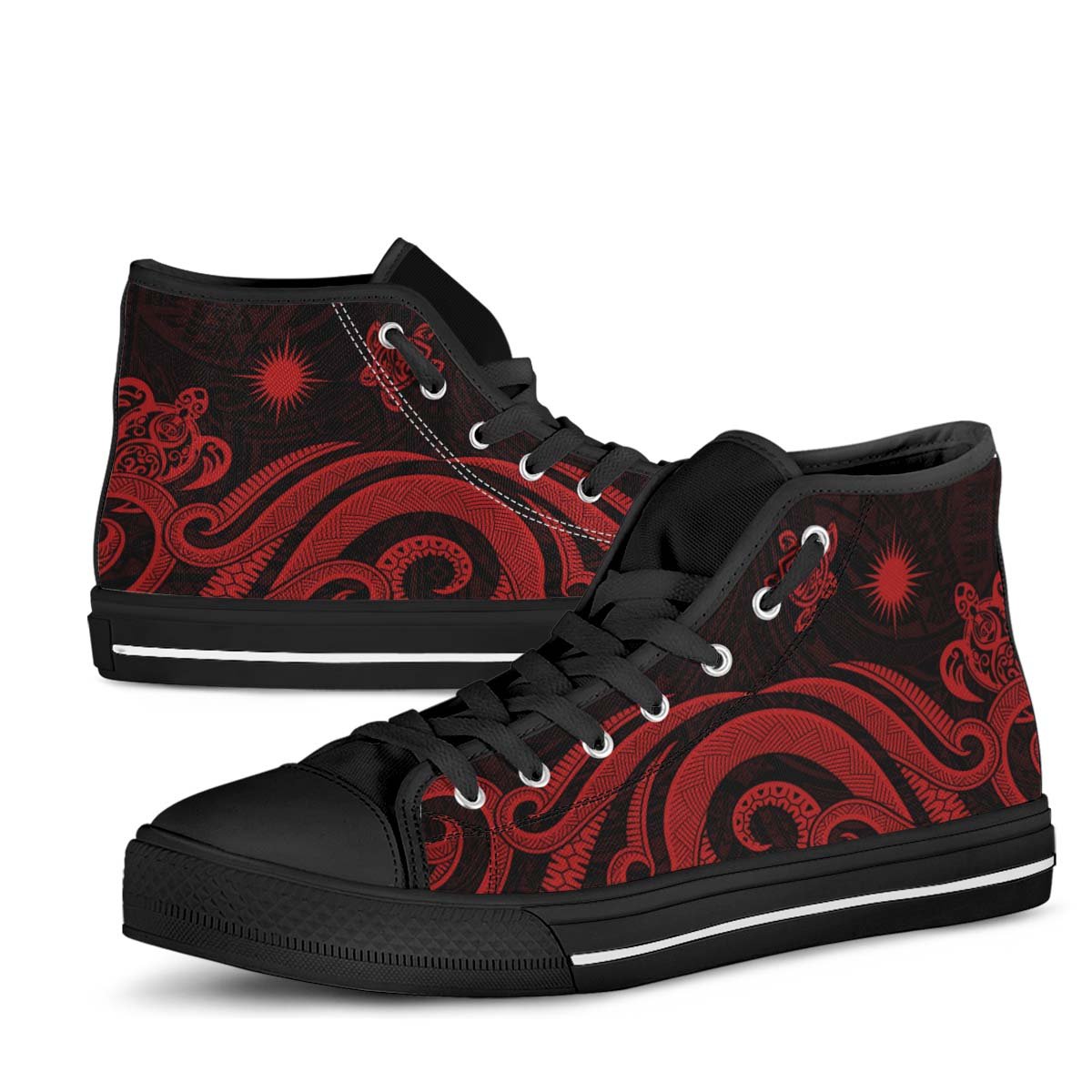 Marshall Islands High Top Shoes - Red Tentacle Turtle - Polynesian Pride