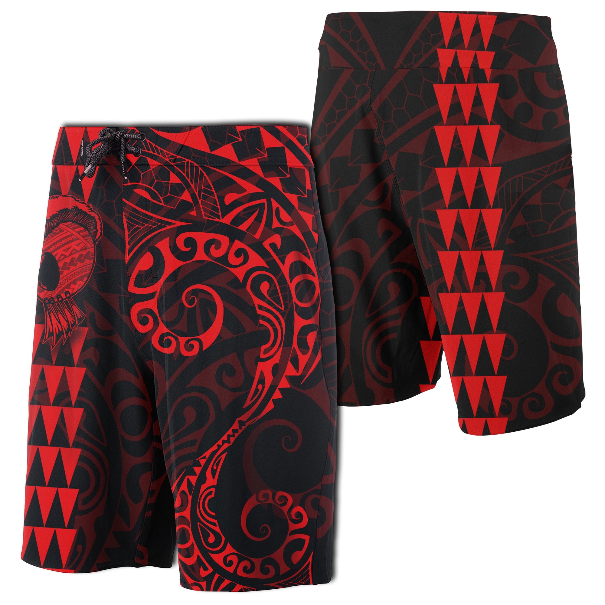 Hawaii Polynesian Warrior Board Shorts Red Men Red - Polynesian Pride