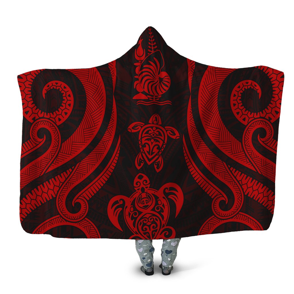 New Caledonia Hooded Blanket - Red Tentacle Turtle Hooded Blanket Red - Polynesian Pride