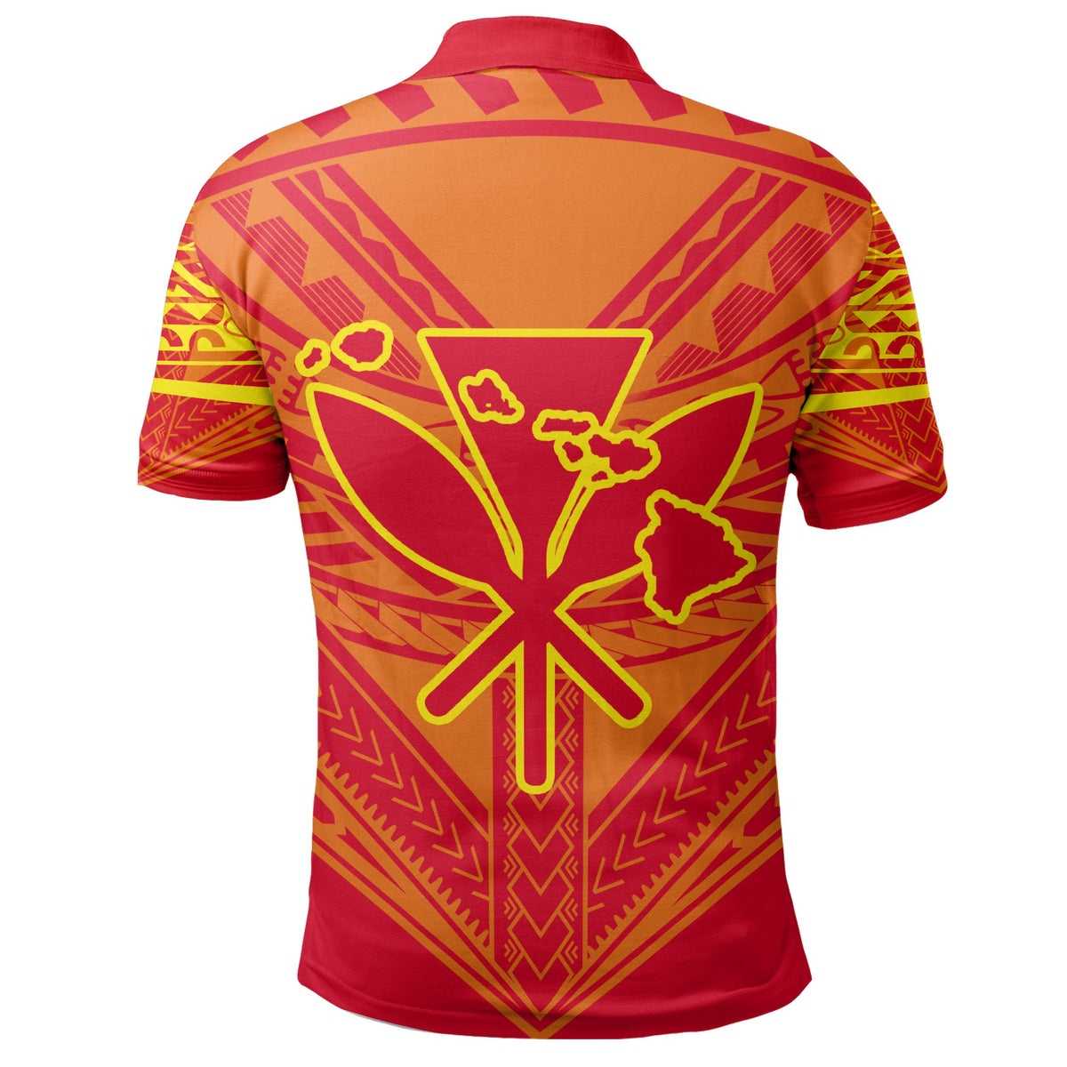 Hawaiian Kanaka Map Football Jersey Polo Shirt Red and Yellow Roger Style - Polynesian Pride