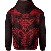 Polynesian Kanaka Shark Turtle Manta Ray Map of Hawaii Hoodie Red - Polynesian Pride