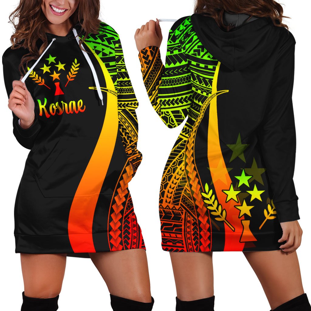 Kosrae Women's Hoodie Dress - Reggae Polynesian Tentacle Tribal Pattern Reggae - Polynesian Pride
