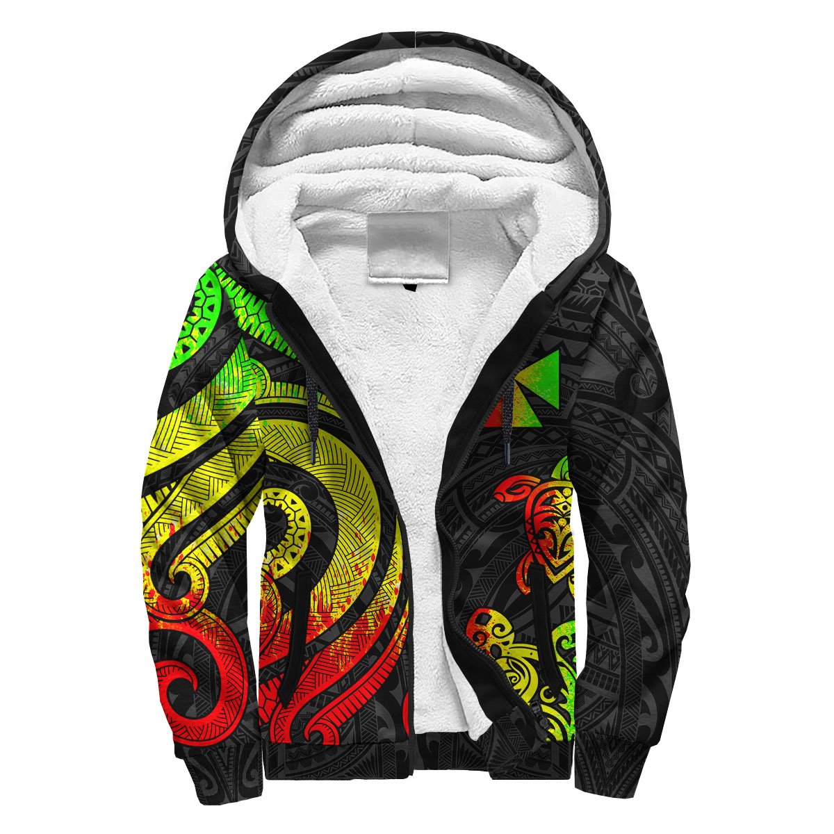 Wallis and Futuna Sherpa Hoodie - Reggae Tentacle Turtle Reggae - Polynesian Pride