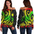 Northern Mariana Islands Women's Off Shoulder Sweater - Reggae Tentacle Turtle Art - Polynesian Pride