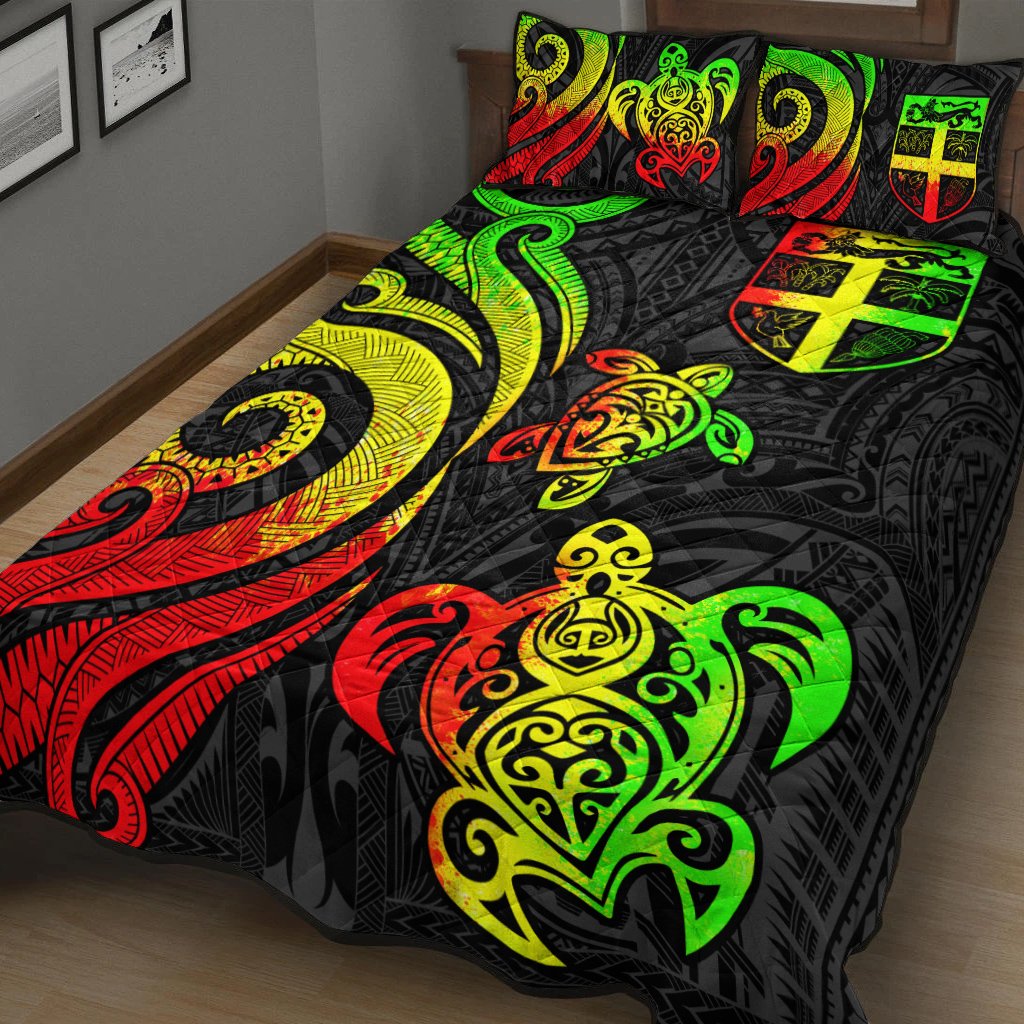Fiji Quilt Bed Set - Reggae Tentacle Turtle - Polynesian Pride