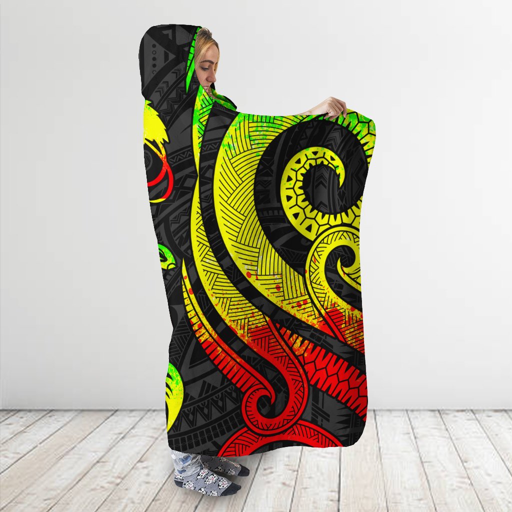 Papua New Guinea Hooded Blanket - Reggae Tentacle Turtle - Polynesian Pride