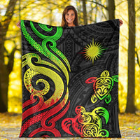 Marshall Islands Premium Blanket - Reggae Tentacle Turtle Crest - Polynesian Pride