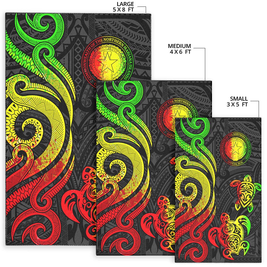 Northern Mariana Islands Area Rug - Reggae Tentacle Turtle - Polynesian Pride