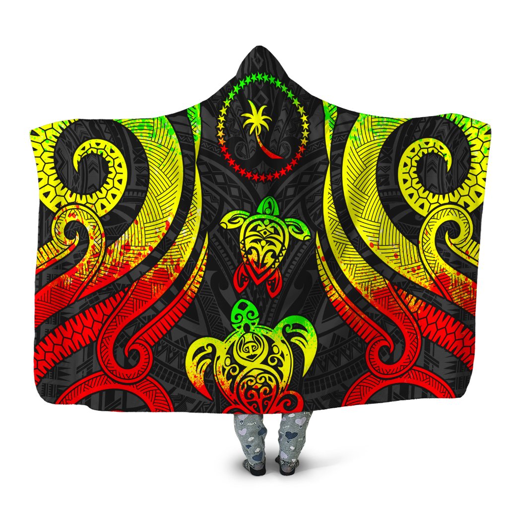 Chuuk Hooded Blanket - Reggae Tentacle Turtle Hooded Blanket Reggae - Polynesian Pride