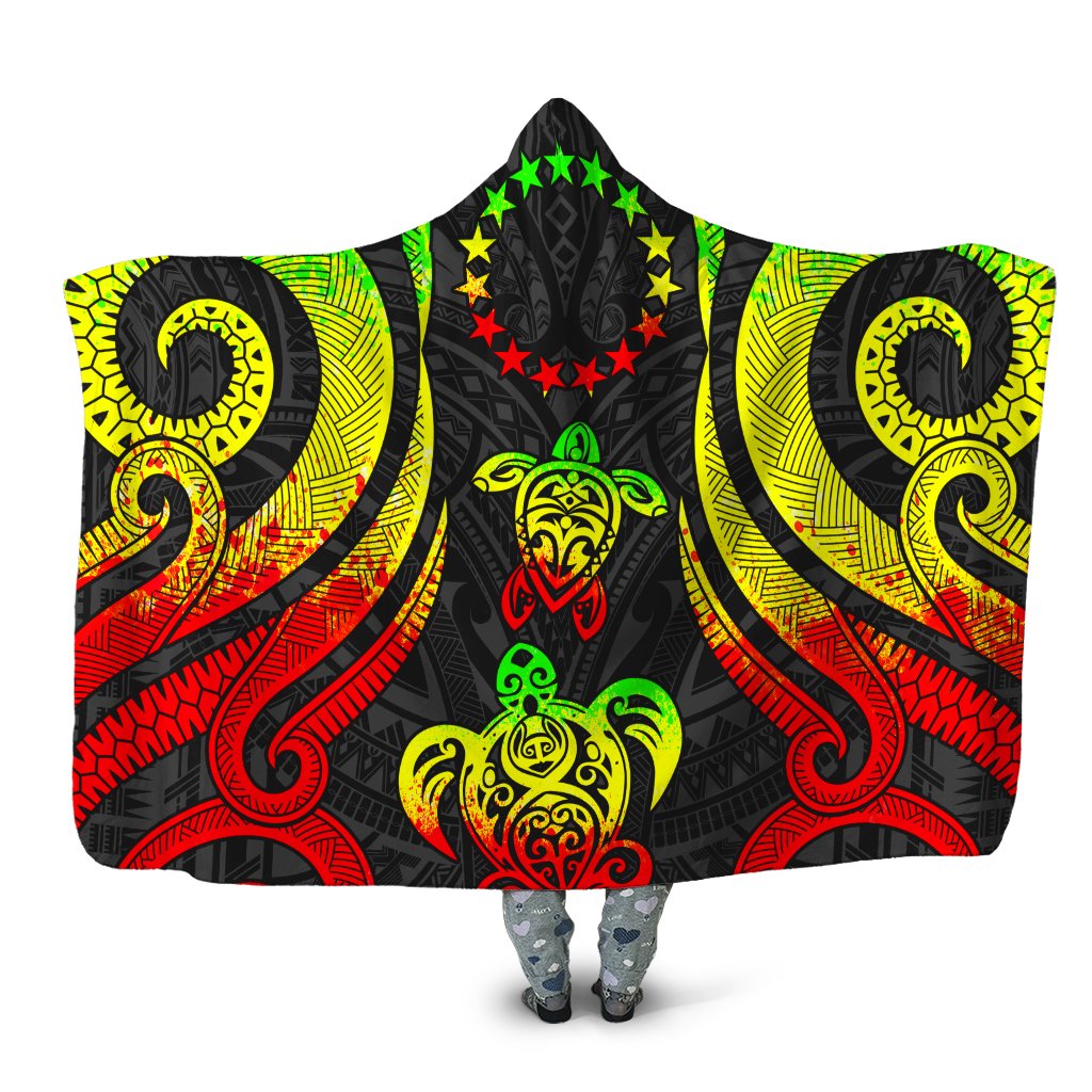 Cook Islands Hooded Blanket - Reggae Tentacle Turtle Hooded Blanket Reggae - Polynesian Pride