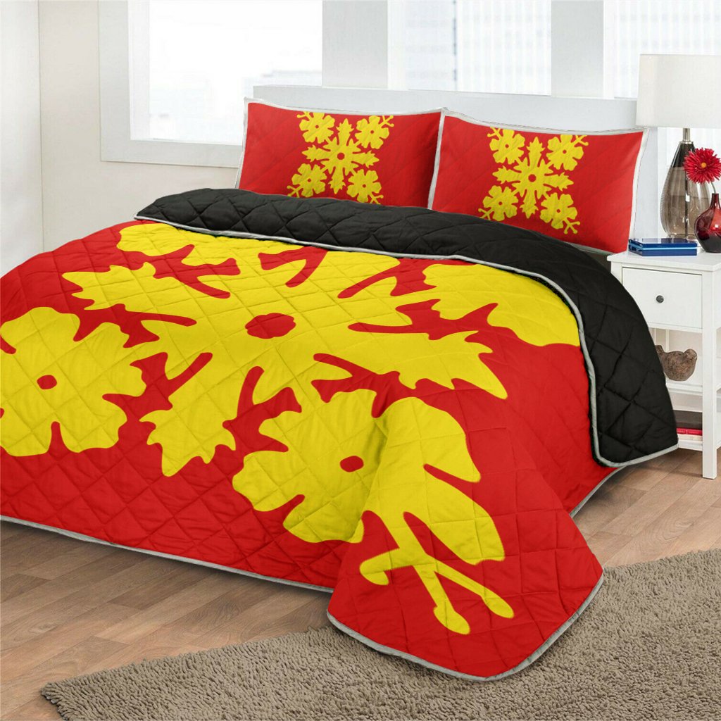 Hawaiian Royal Pattern Quilt Bed Set - Royal - K1 Style - AH - Polynesian Pride