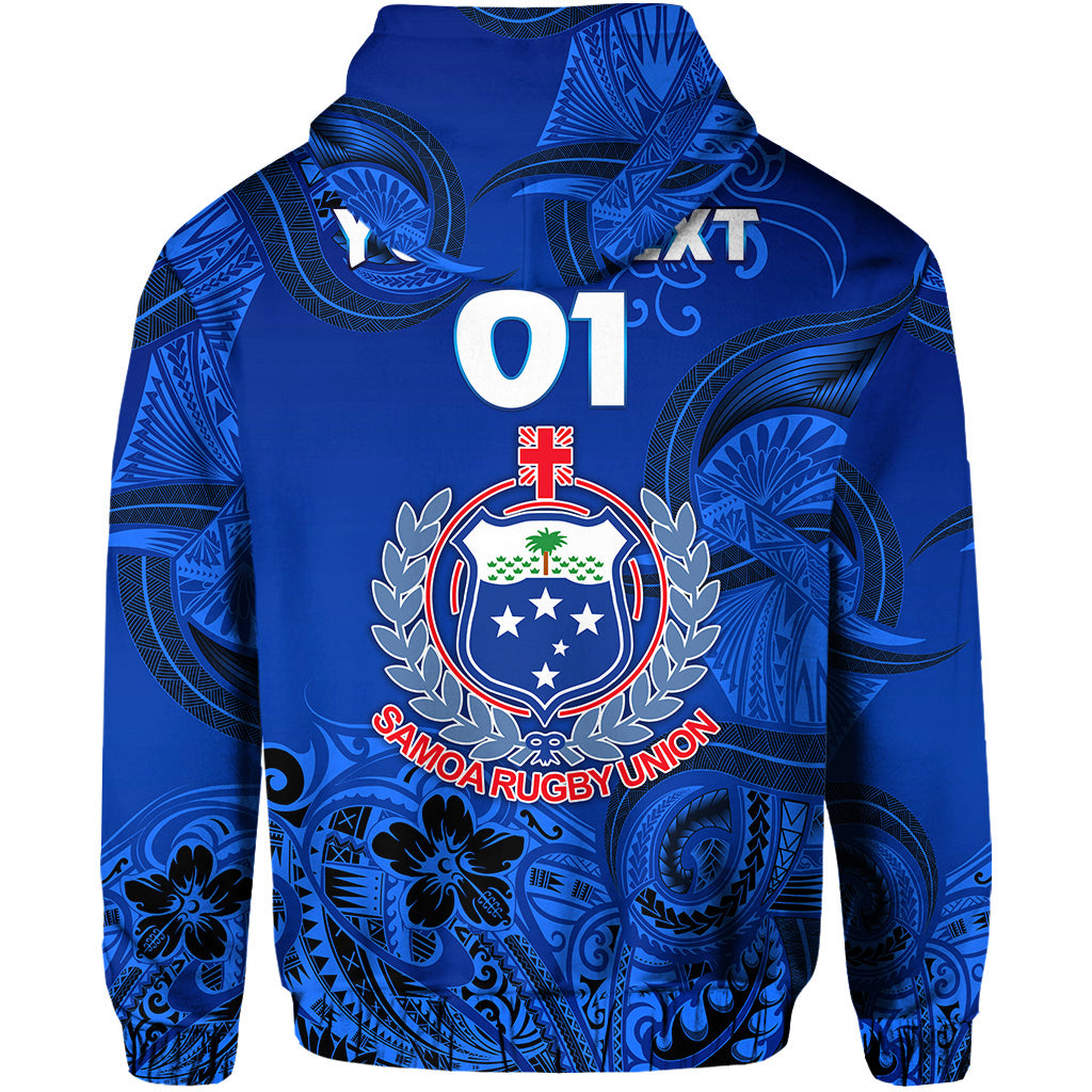Custom Samoa Manu Hoodie Rugby Unique Style Full Blue LT8 - Polynesian Pride