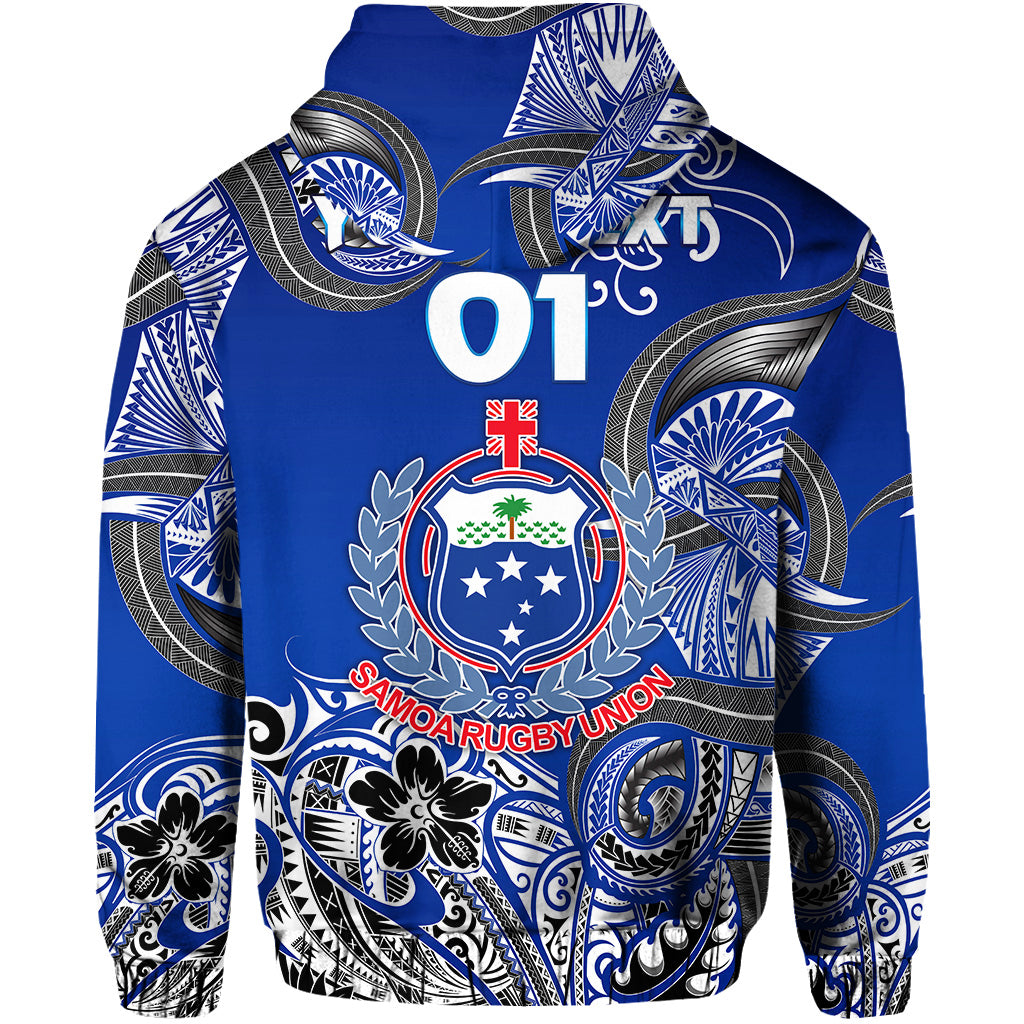 Custom Samoa Manu Hoodie Rugby Unique Style Blue White LT8 - Polynesian Pride