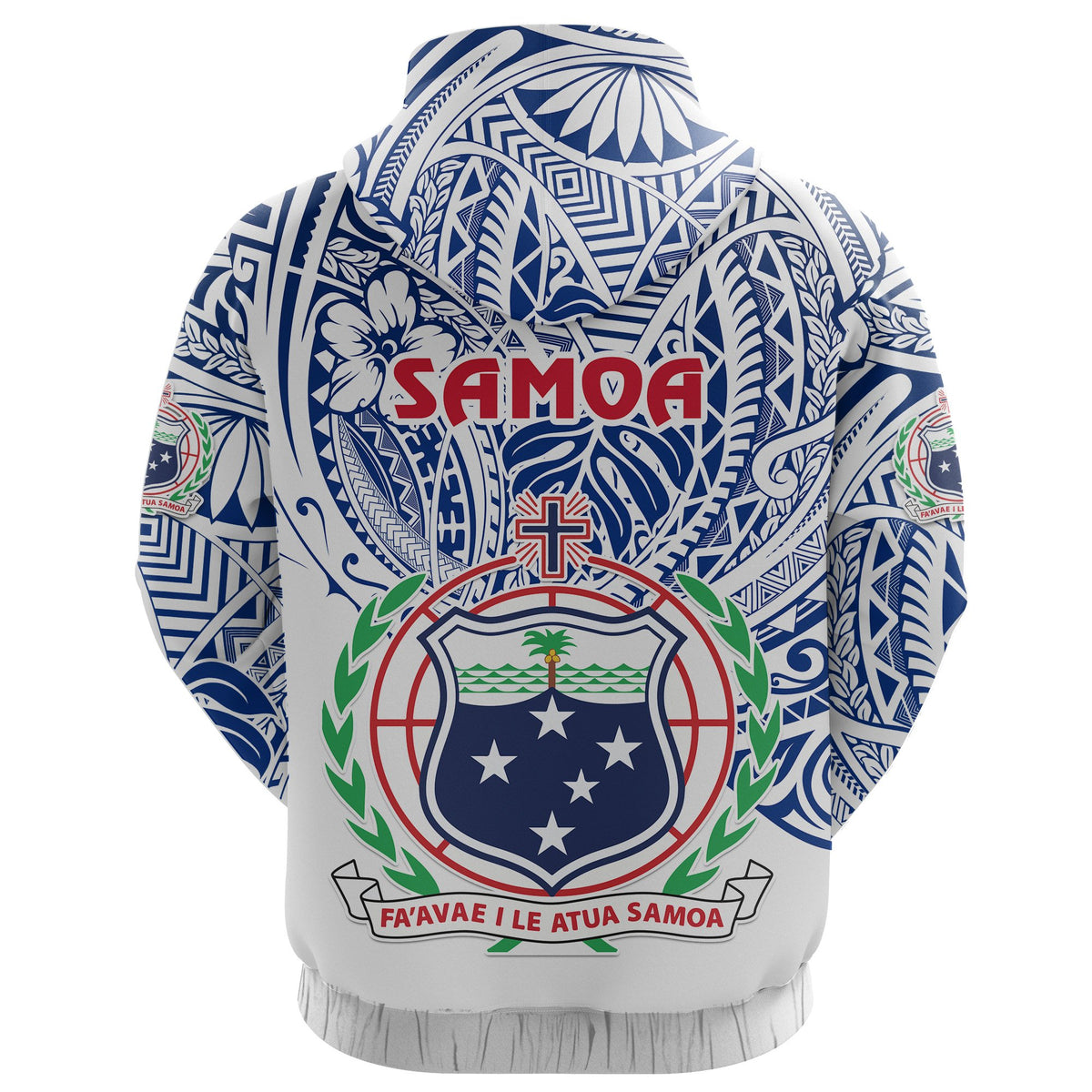 Custom Manu Samoa Rugby Zip Hoodie Simple Style White - Polynesian Pride