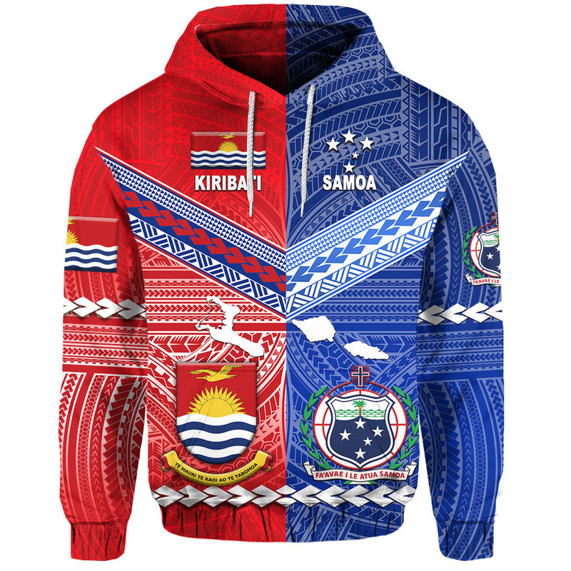 Samoa and Kiribati Hoodie Together LT8 Blue - Polynesian Pride