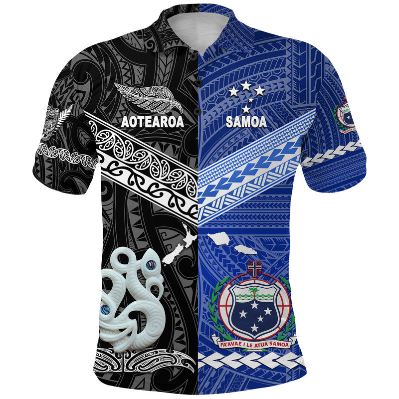 Samoa New Zealand Polo Shirt Together Black LT8 Black - Polynesian Pride