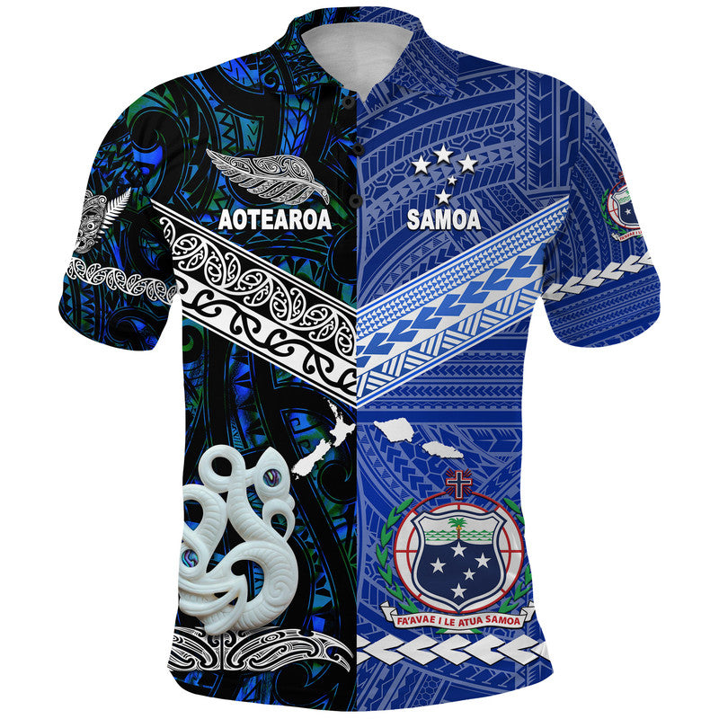 Samoa New Zealand Polo Shirt Together Blue LT8 Blue - Polynesian Pride
