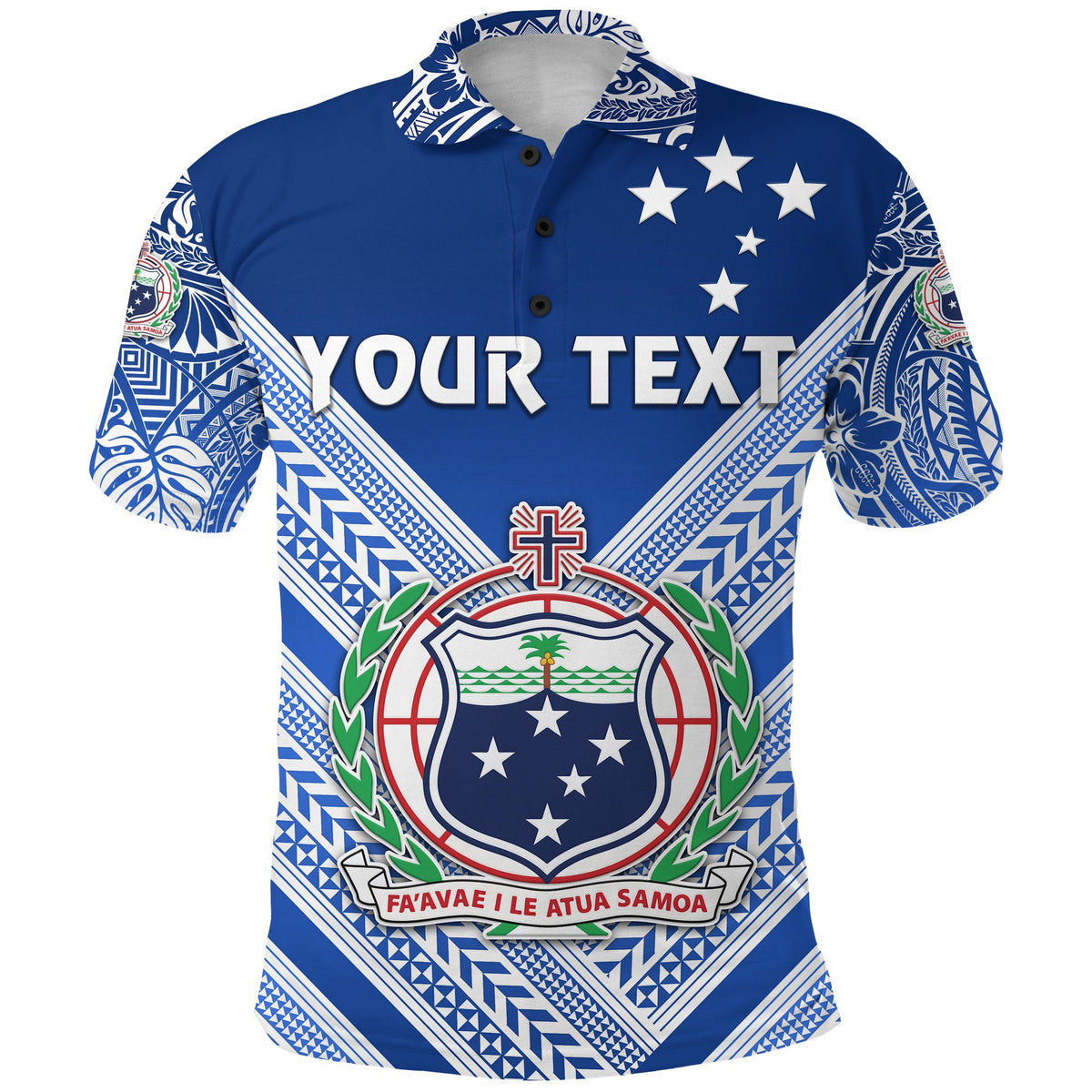 Custom Manu Samoa Rugby Polo Shirt Creative Style Full Blue - Polynesian Pride
